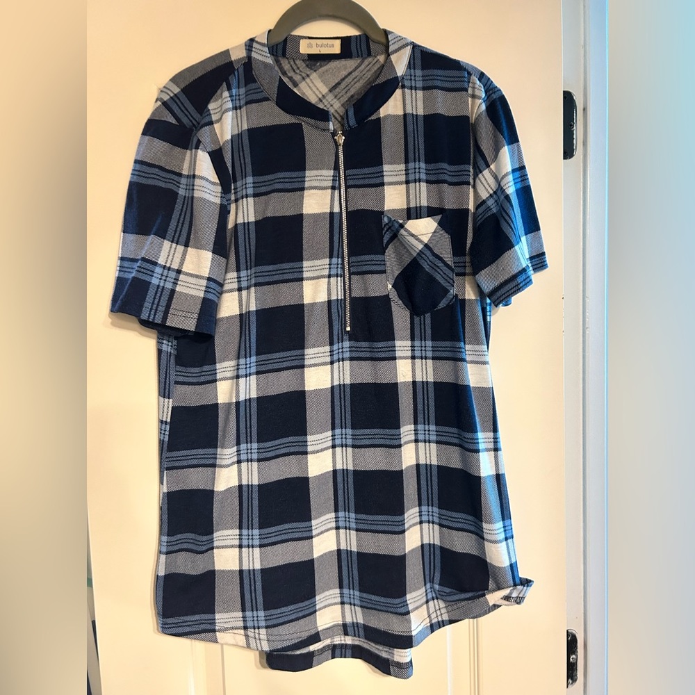 Bulotus Large Blue Plaid Blouse